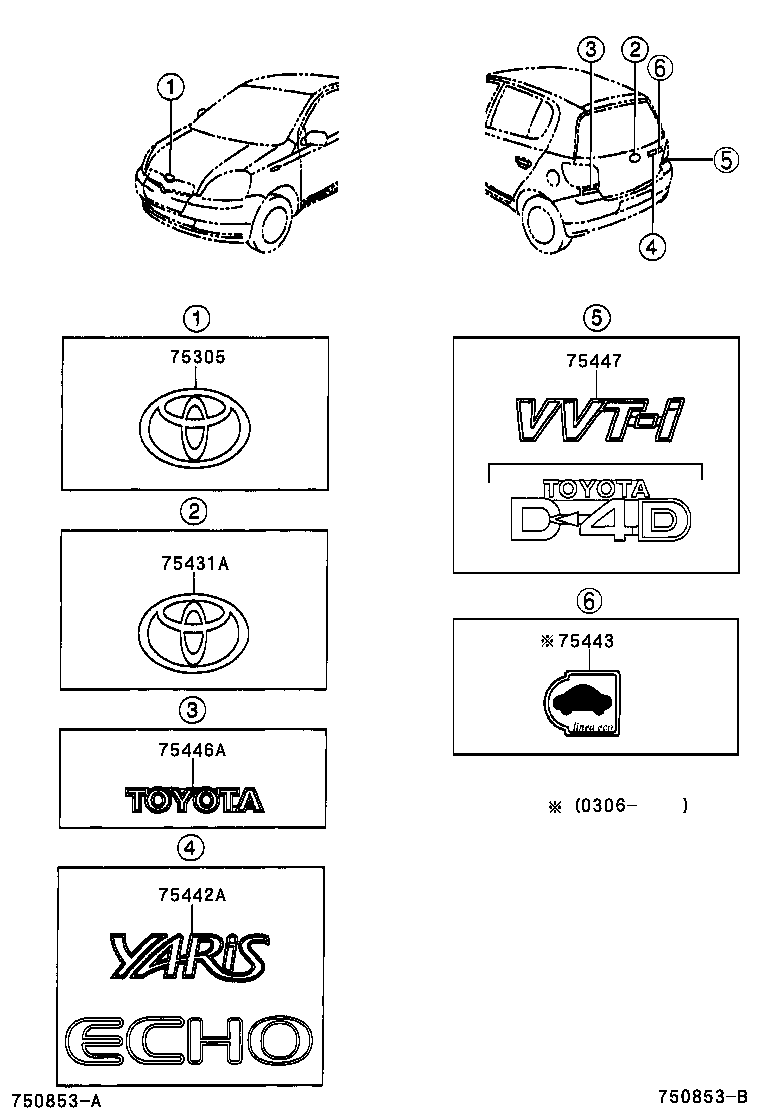 Toyota 75443-52120 PLATE, BACK DOOR NAME, NO.3