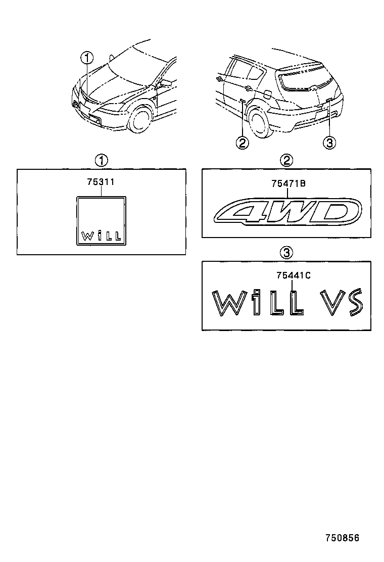 75441-12860 PLATE, BACK DOOR NAME product image