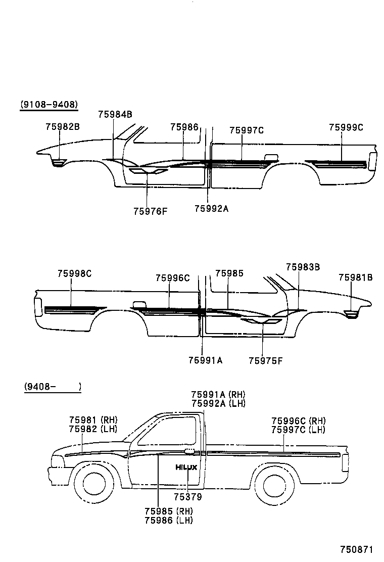 75975-35120 STRIPE, FRONT DOOR OUTSIDE, LOWER RH product image
