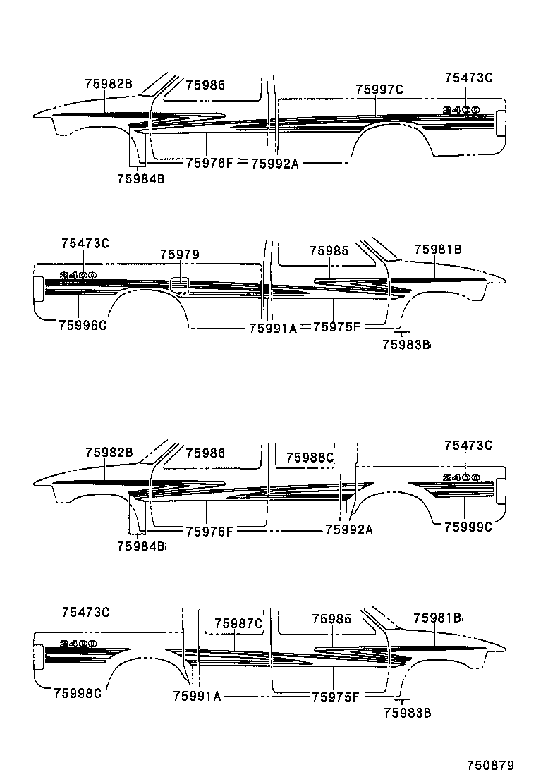 75975-35120 STRIPE, FRONT DOOR OUTSIDE, LOWER RH product image