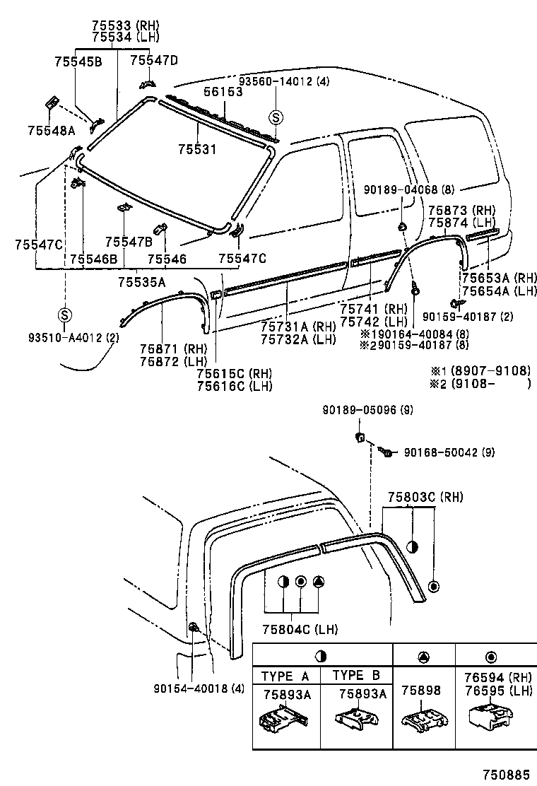 75652-89113 MOULDING, QUARTER, OUTSIDE LH product image