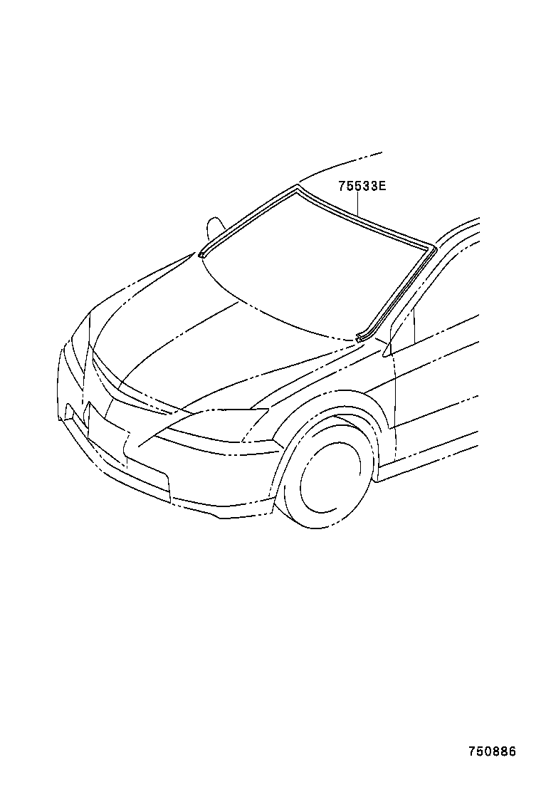 75533-12620 MOULDING, WINDSHIELD, OUTSIDE product image