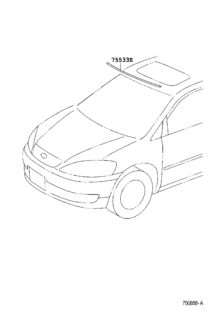 75533-44040 MOULDING, WINDSHIELD, OUTSIDE product image