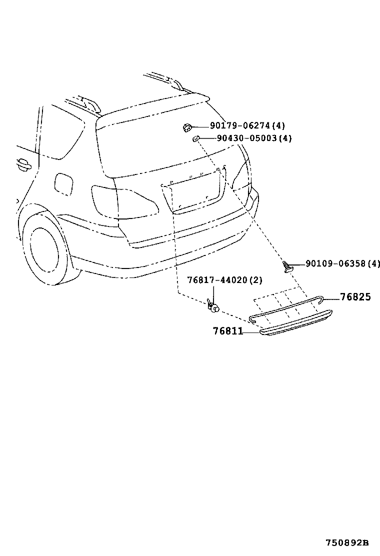 76825-44010 PROTECTOR, BACK DOOR OUTSIDE GARNISH product image
