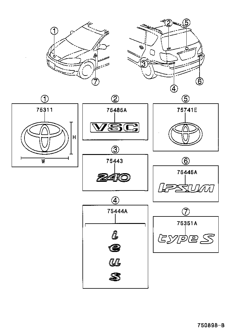 75445-44070 PLATE, BACK DOOR NAME, NO.5 product image