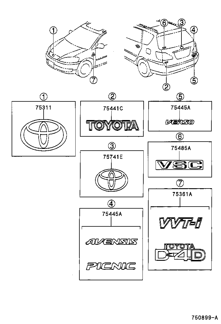 75362-44010 PLATE, FRONT FENDER NAME, NO.1 product image