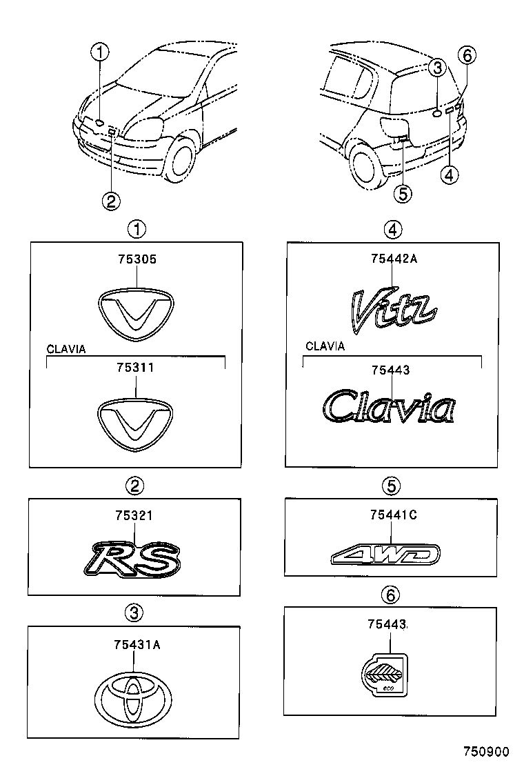 75441-16320 PLATE, BACK DOOR NAME product image