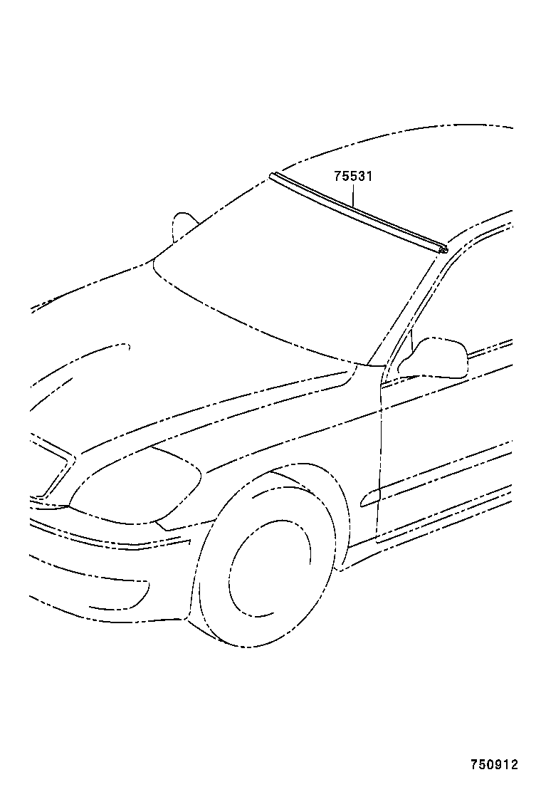 75531-51030 MOULDING, WINDSHIELD, OUTER UPPER product image