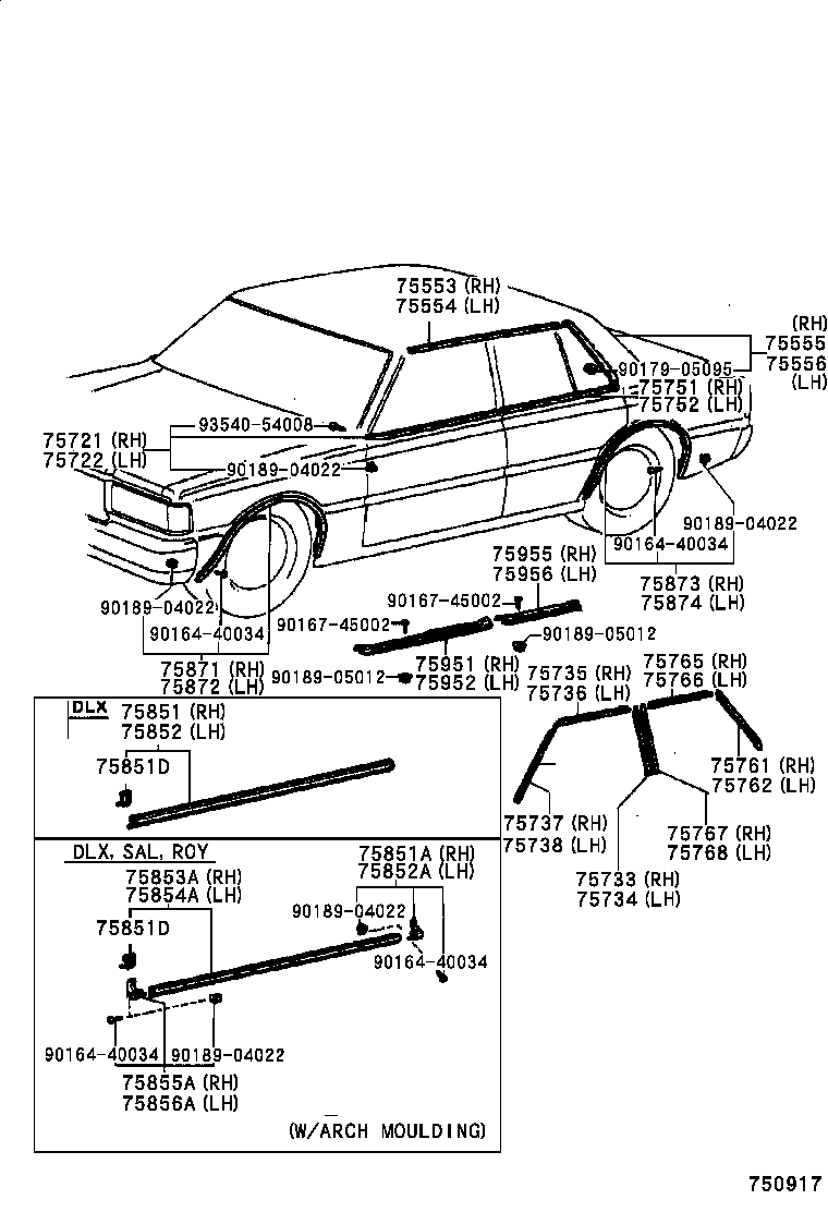 75643-91703 MOULDING, QUARTER WINDOW, UPPER RH product image