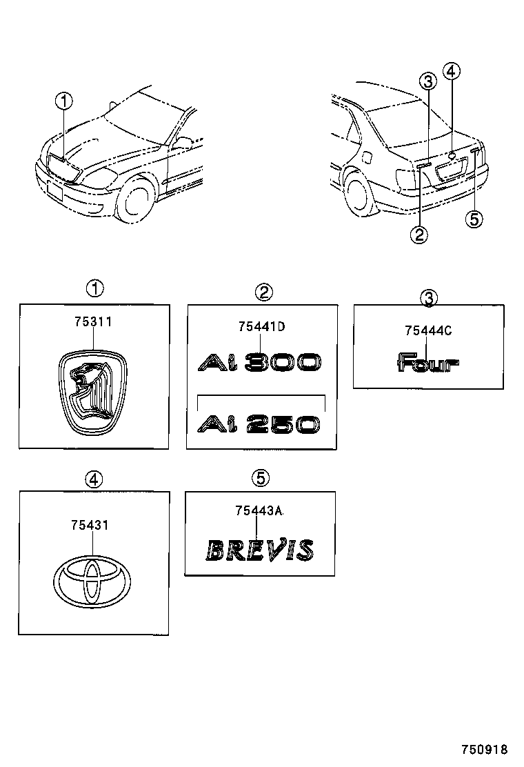 75441-51040 PLATE, LUGGAGE COMPARTMENT DOOR NAME, NO.1 product image