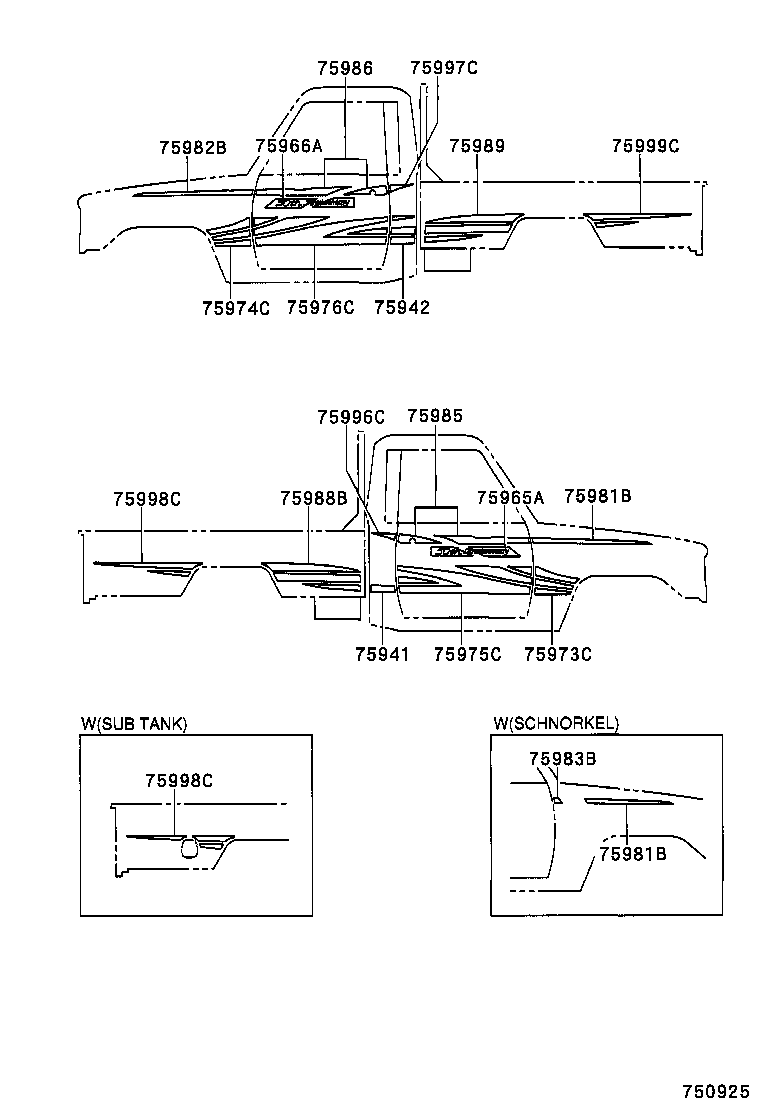 75974-60060 STRIPE, SIDE, LH NO.2(FOR LOWER) product image