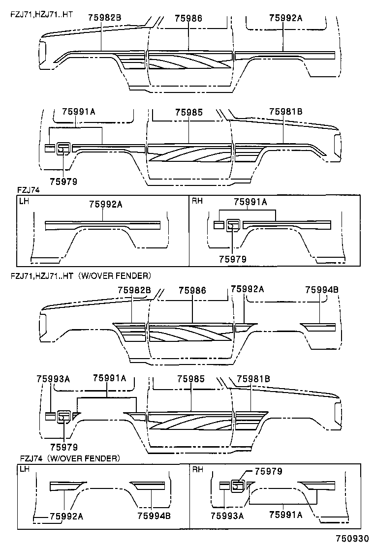 75974-60060 STRIPE, SIDE, LH NO.2(FOR LOWER) product image