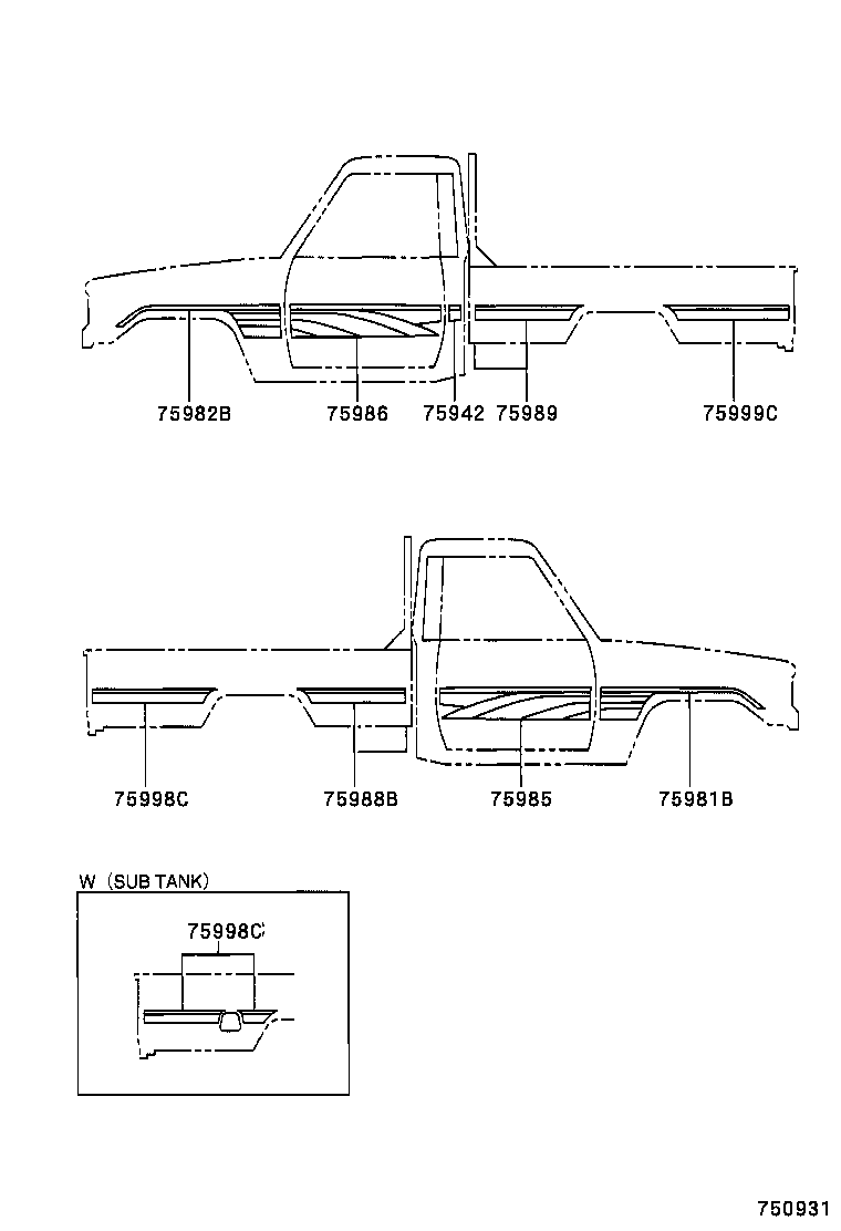 75974-60060 STRIPE, SIDE, LH NO.2(FOR LOWER) product image