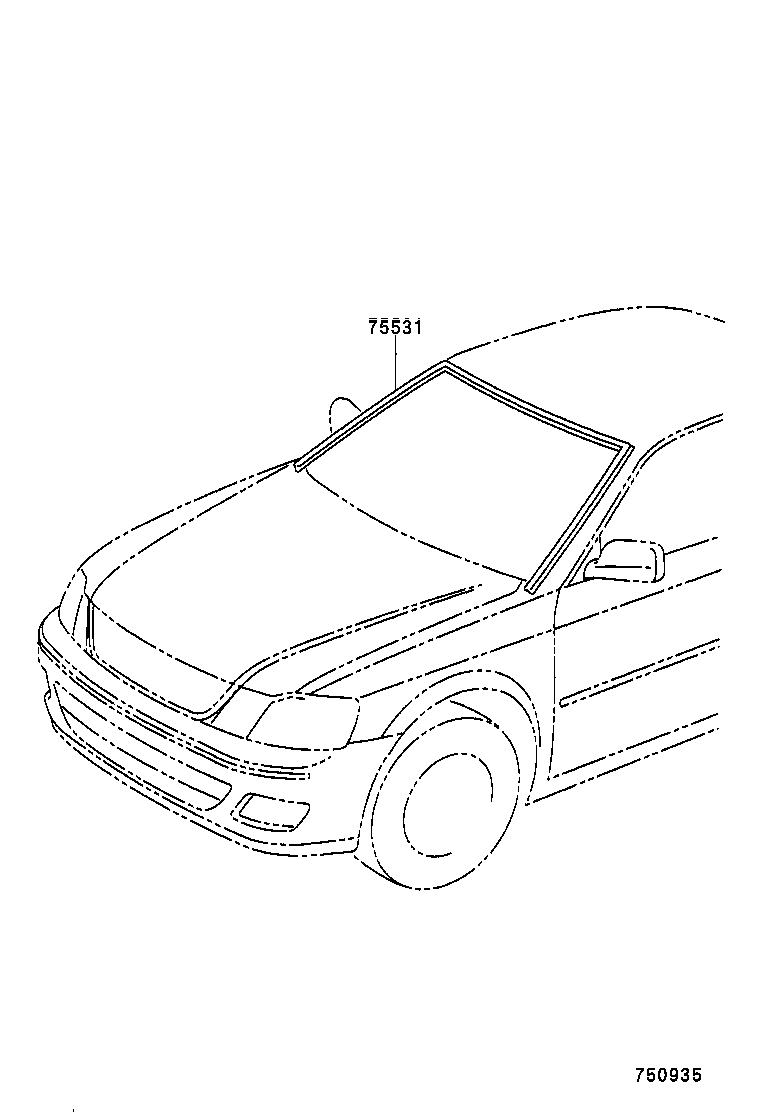 75531-AA020 MOULDING, WINDSHIELD, OUTER UPPER product image