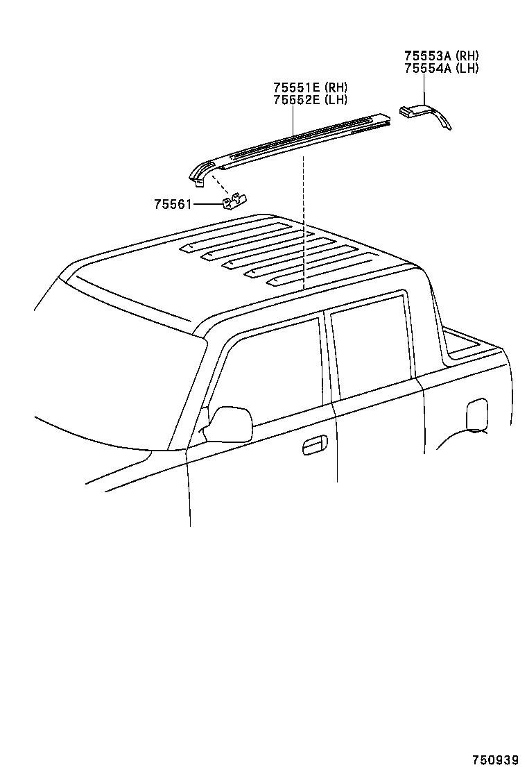 75552-52060 MOULDING, ROOF DRIP SIDE FINISH, LH product image