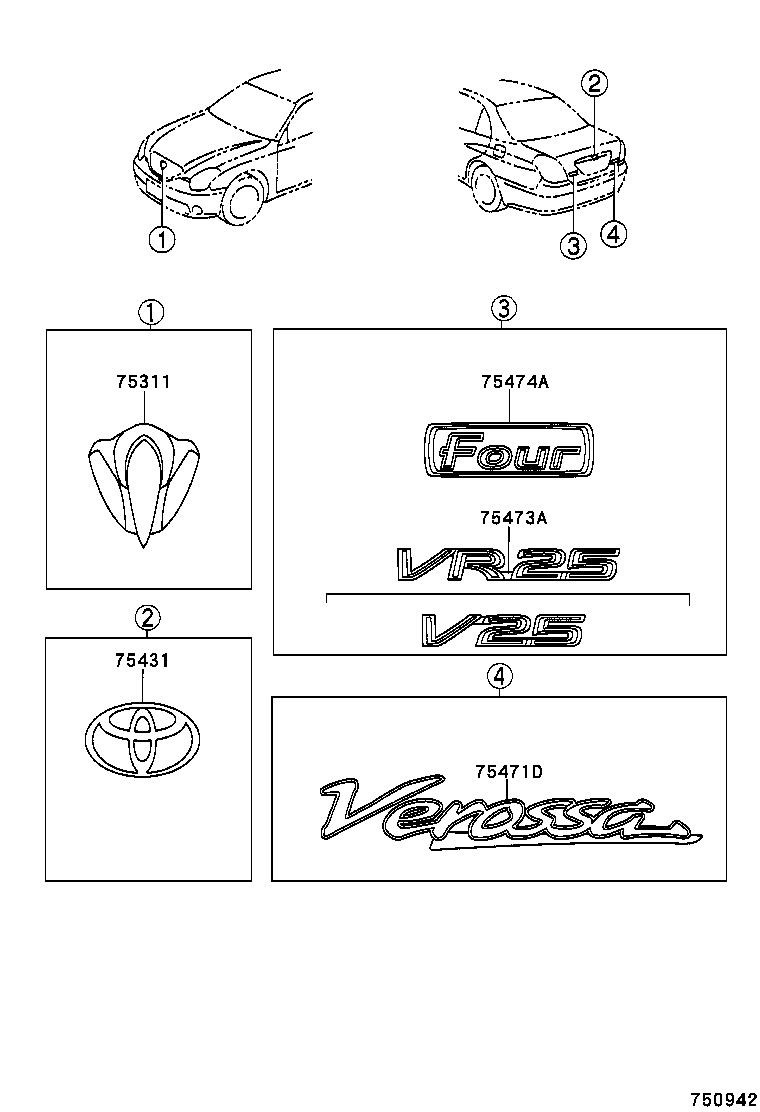 90975-02004 EMBLEM, LUGGAGE COMPARTMENT DOOR product image