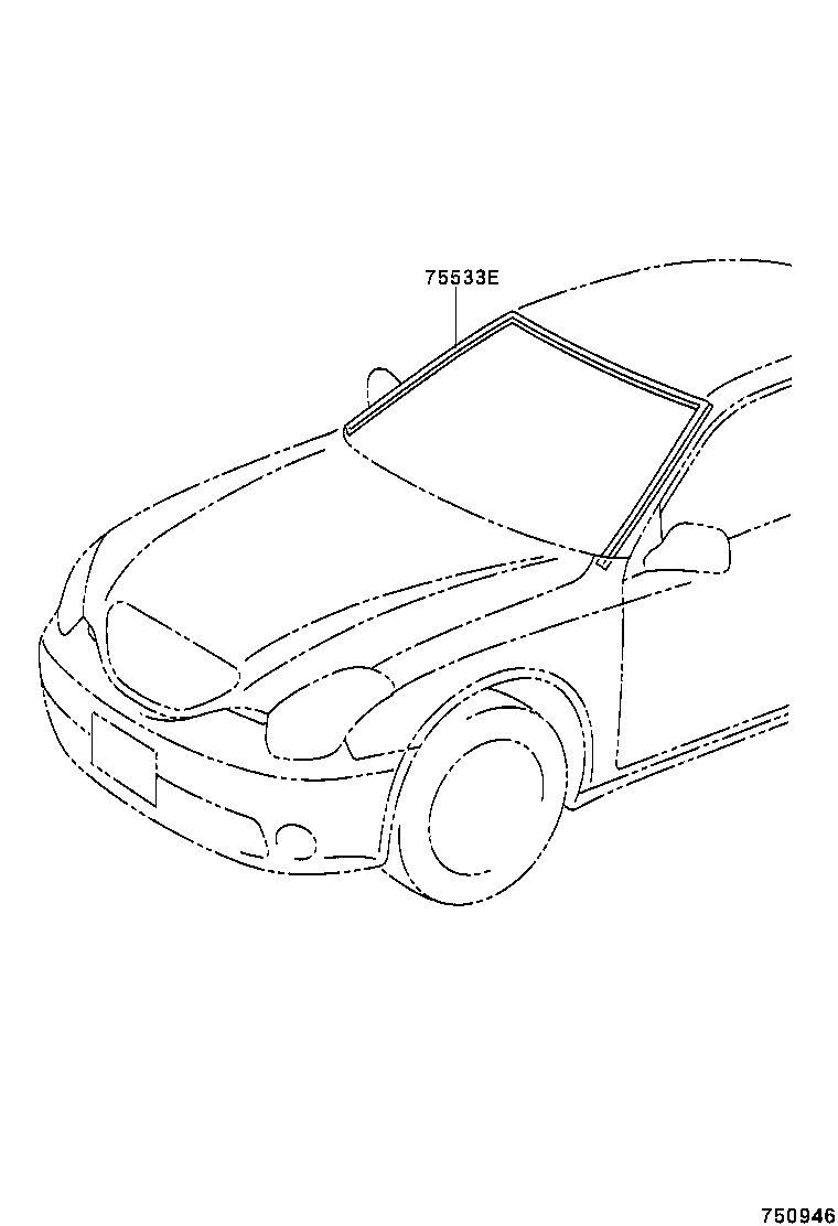 75533-22340 MOULDING, WINDSHIELD, OUTSIDE product image