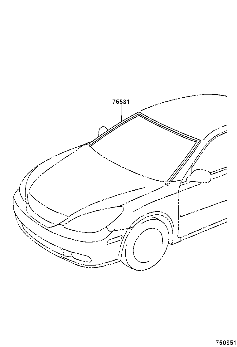75531-33080 MOULDING, WINDSHIELD, OUTER UPPER product image
