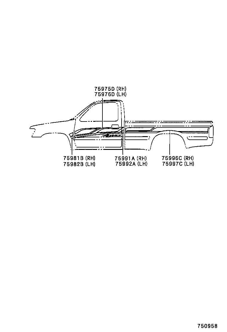 75975-35300 STRIPE, FRONT DOOR OUTSIDE, FRONT RH product image