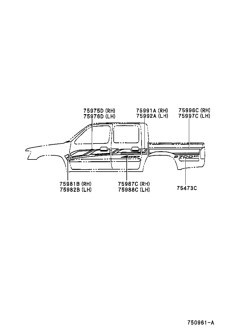 75473-35160 PLATE, BODY SIDE NAME product image