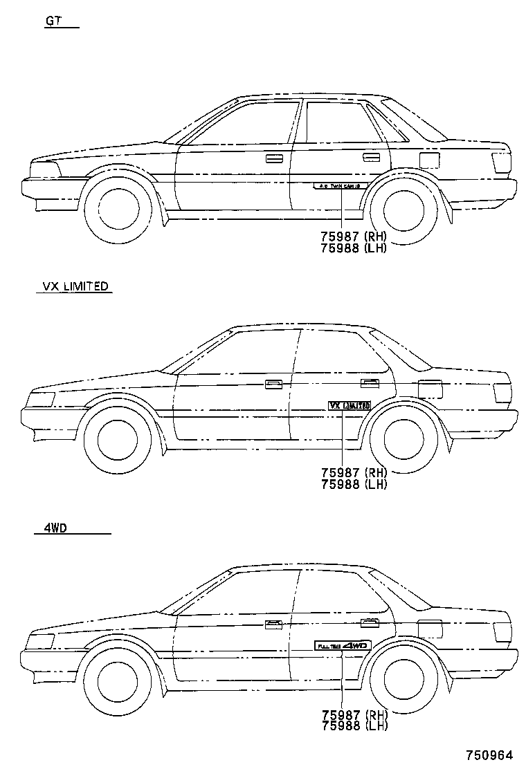 75987-32030 STRIPE, REAR DOOR, RH product image