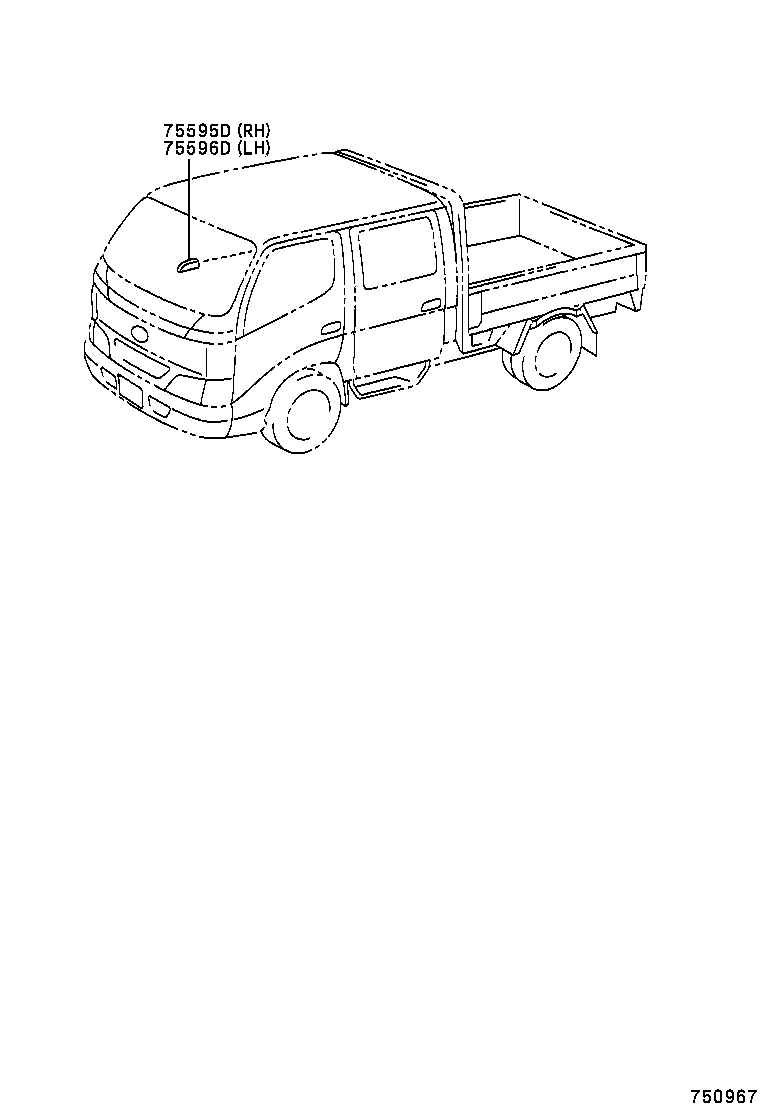 75596-37020 COVER, ROOF DRIP SIDE MOULDING, FRONT LH product image
