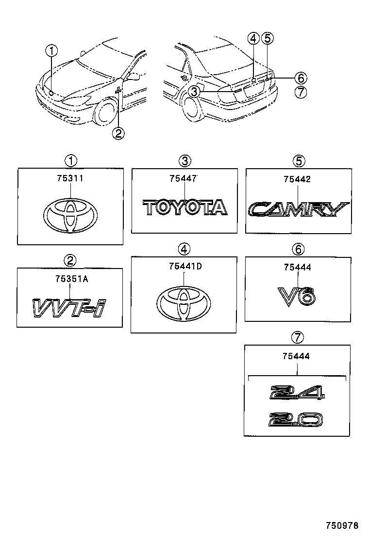 75311-02090 EMBLEM, RADIATOR GRILLE (OR FRONT PANEL) product image