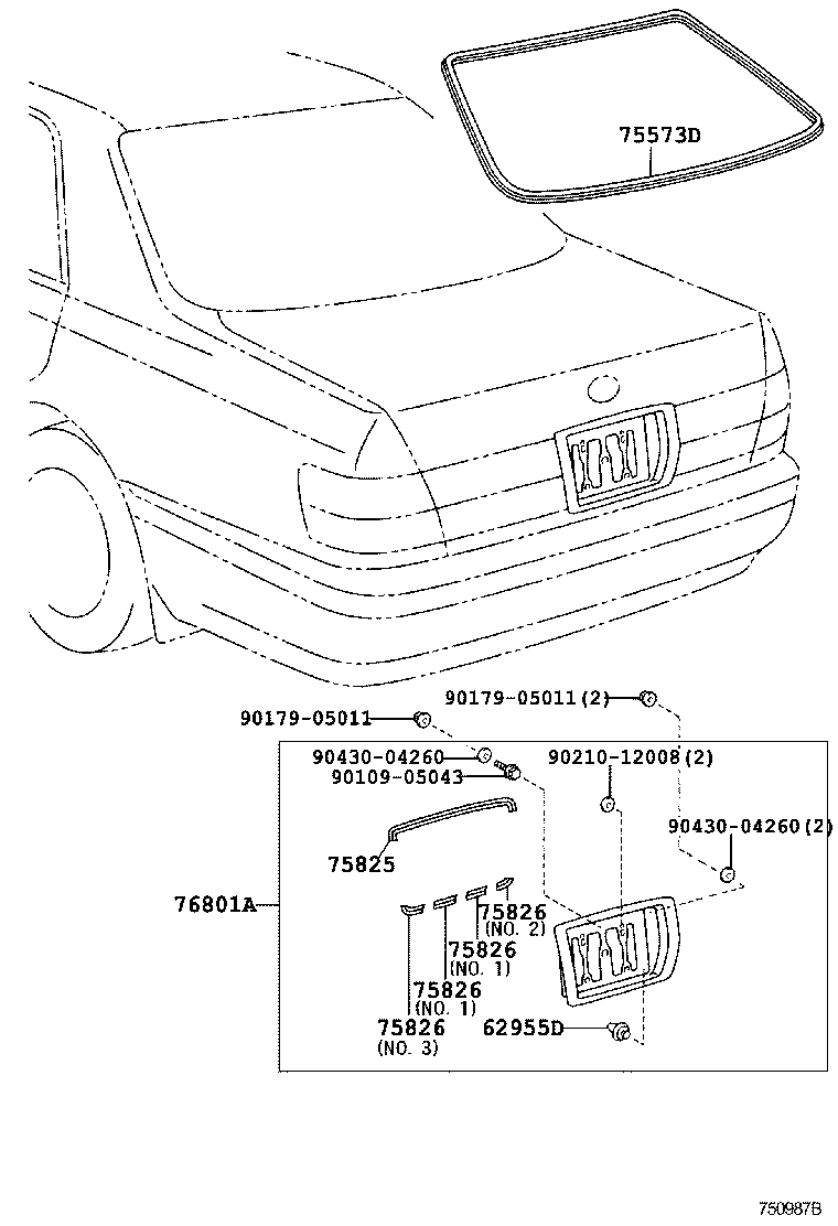 75573-30280 MOULDING, BACK WINDOW, OUTSIDE product image