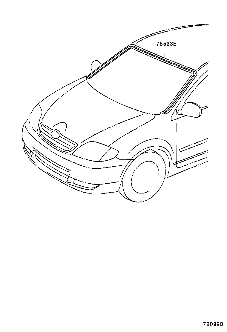 75533-12480 MOULDING, WINDSHIELD, OUTSIDE product image