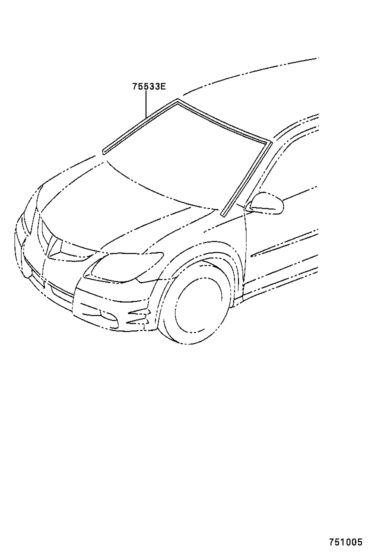 75533-02050 MOULDING, WINDSHIELD, OUTSIDE product image