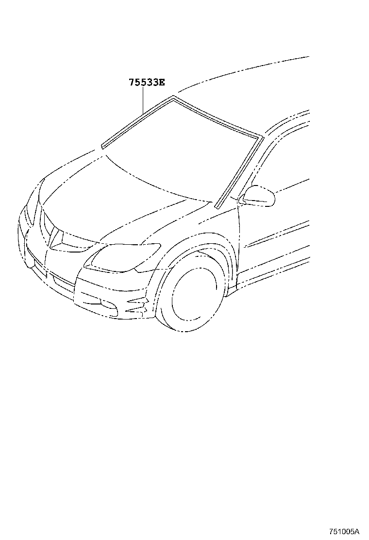 75533-01040 MOULDING, WINDSHIELD, OUTSIDE product image
