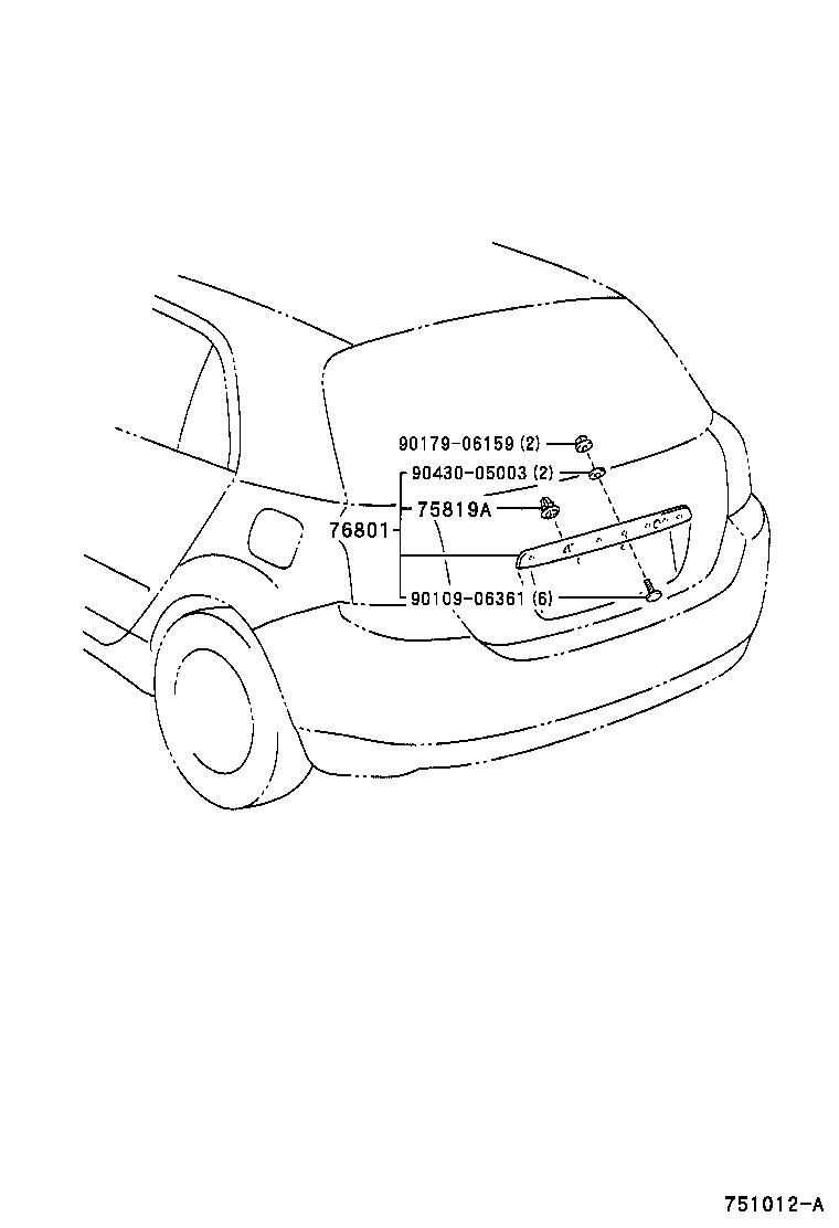 76801-02100-B2 GARNISH SUB-ASSY, BACK DOOR, OUTSIDE product image