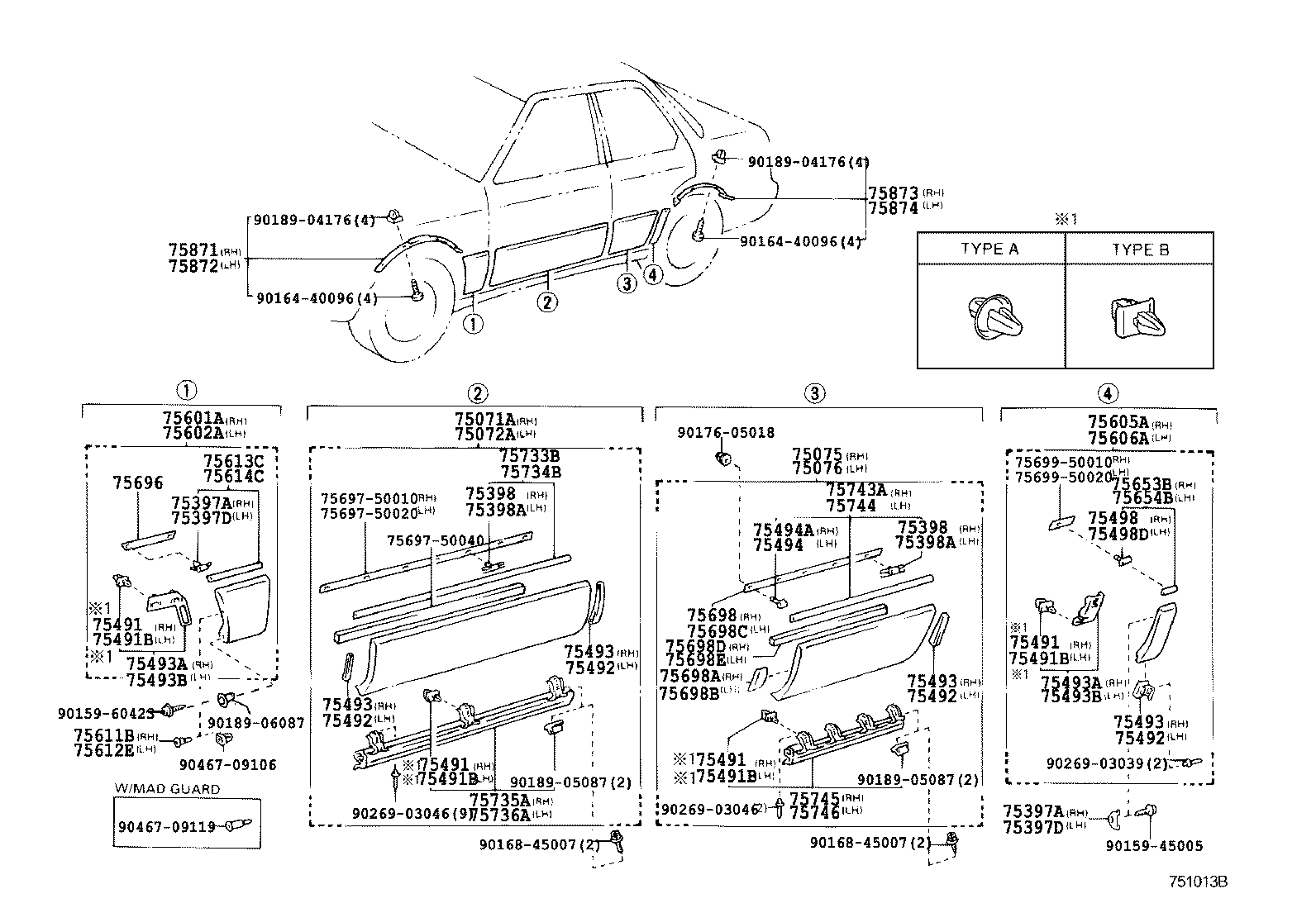 75703-50020 MOULDING ASSY, REAR DOOR BELT, RH product image