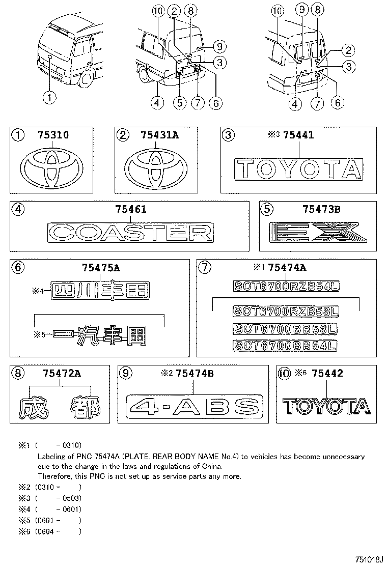 75472-36030 PLATE, REAR NAME, NO.2 (MODEL MARK) product image