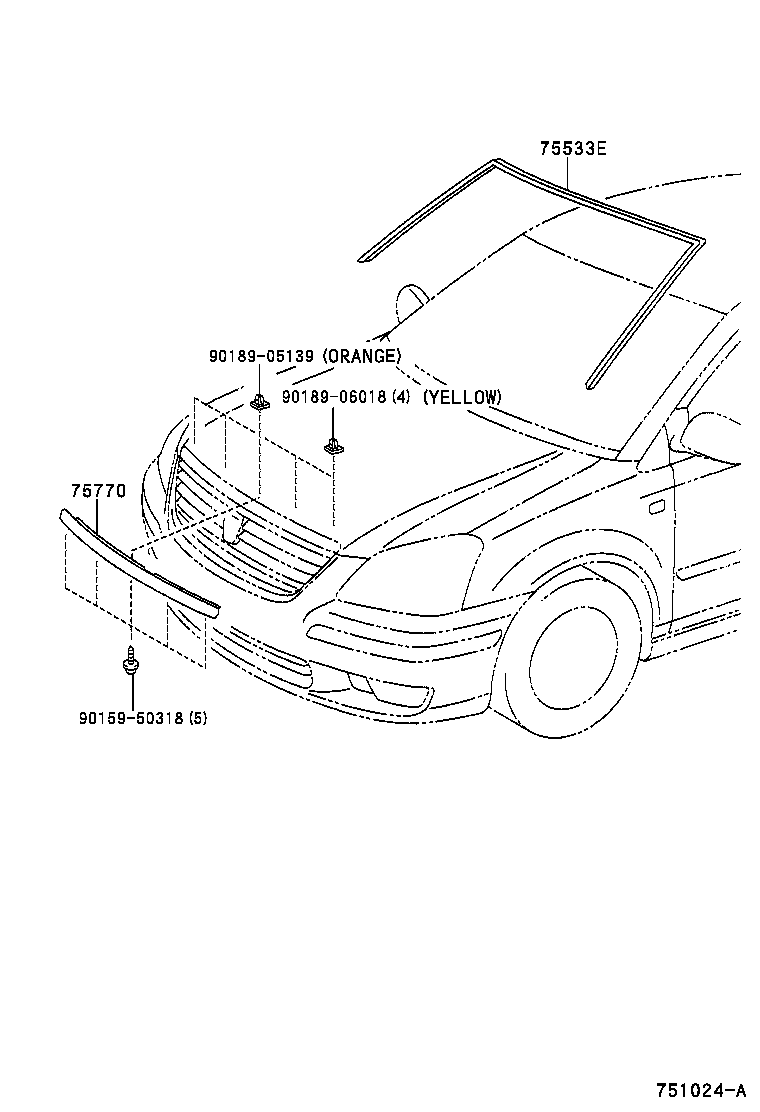 75770-20130 MOULDING ASSY, HOOD, FRONT product image