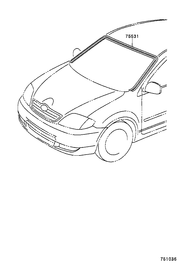 75531-02090 MOULDING, WINDSHIELD, OUTER UPPER product image