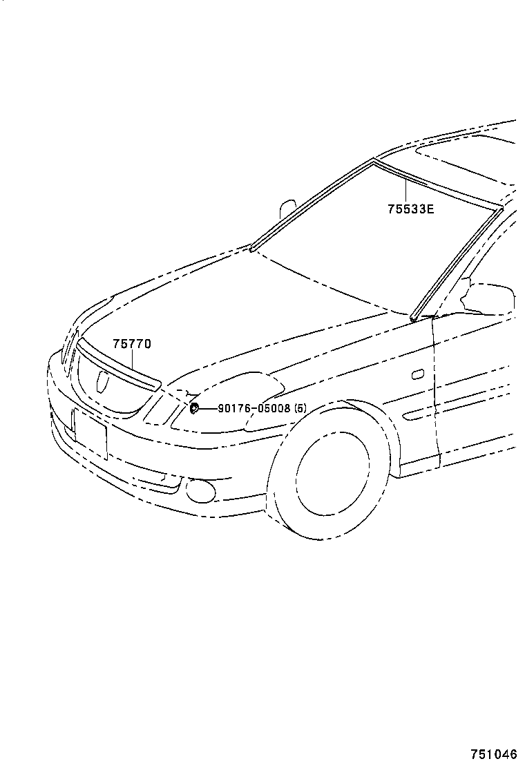 75770-22130 MOULDING ASSY, HOOD, FRONT product image
