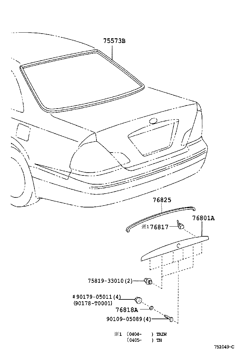 76811-06110 GARNISH SUB-ASSY, LUGGAGE COMPARTMENT DOOR, OUTSIDE product image