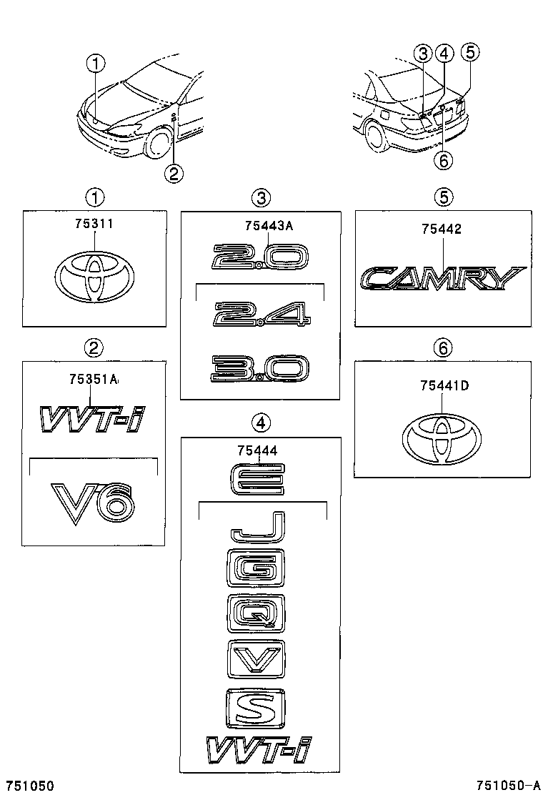 75443-06121 EMBLEM, FRONT FENDER product image