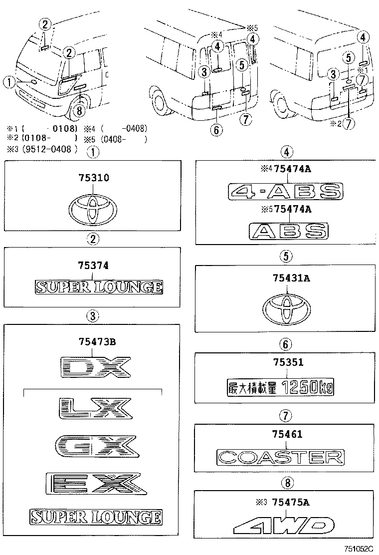 75374-36010 EMBLEM, SIDE PANEL product image