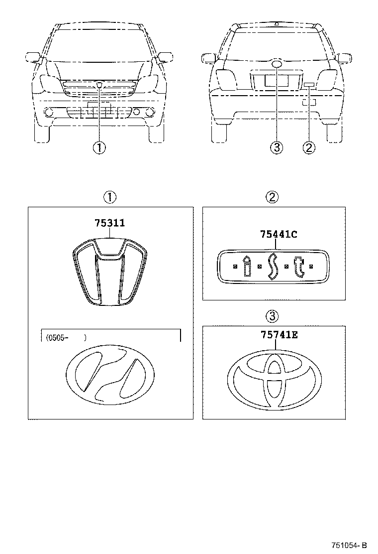 75311-52170 EMBLEM, RADIATOR GRILLE (OR FRONT PANEL) product image