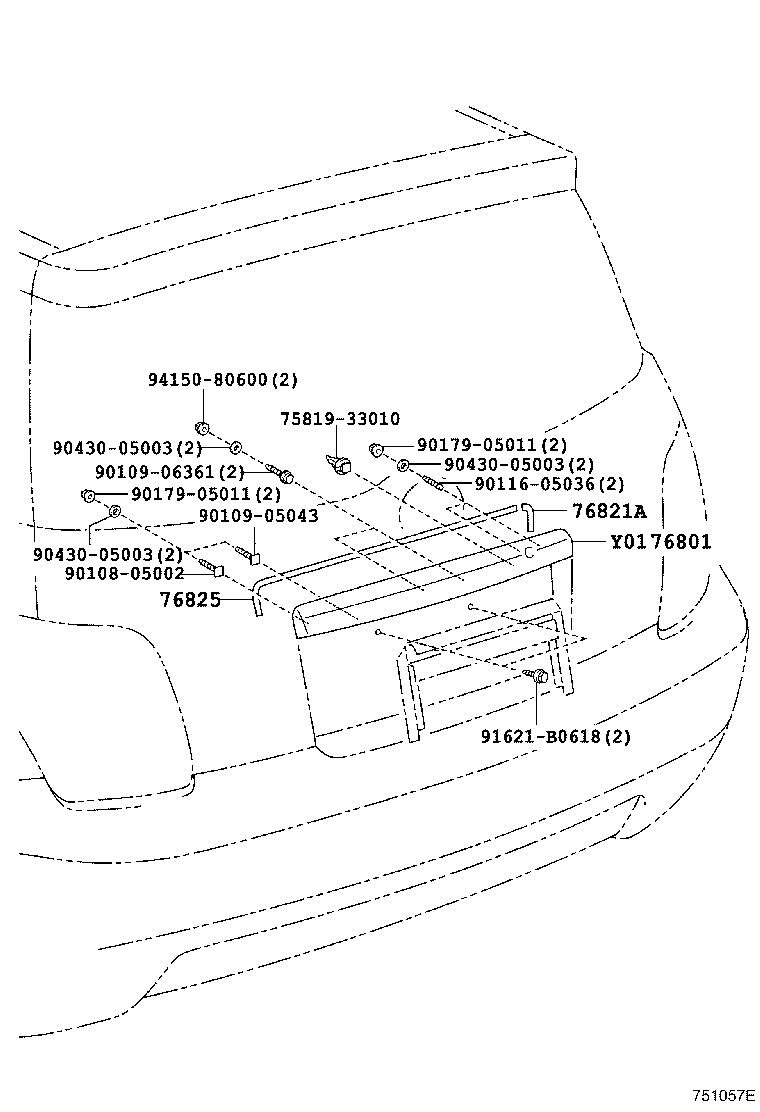 76811-52090-F0 GARNISH SUB-ASSY, BACK DOOR, OUTSIDE product image