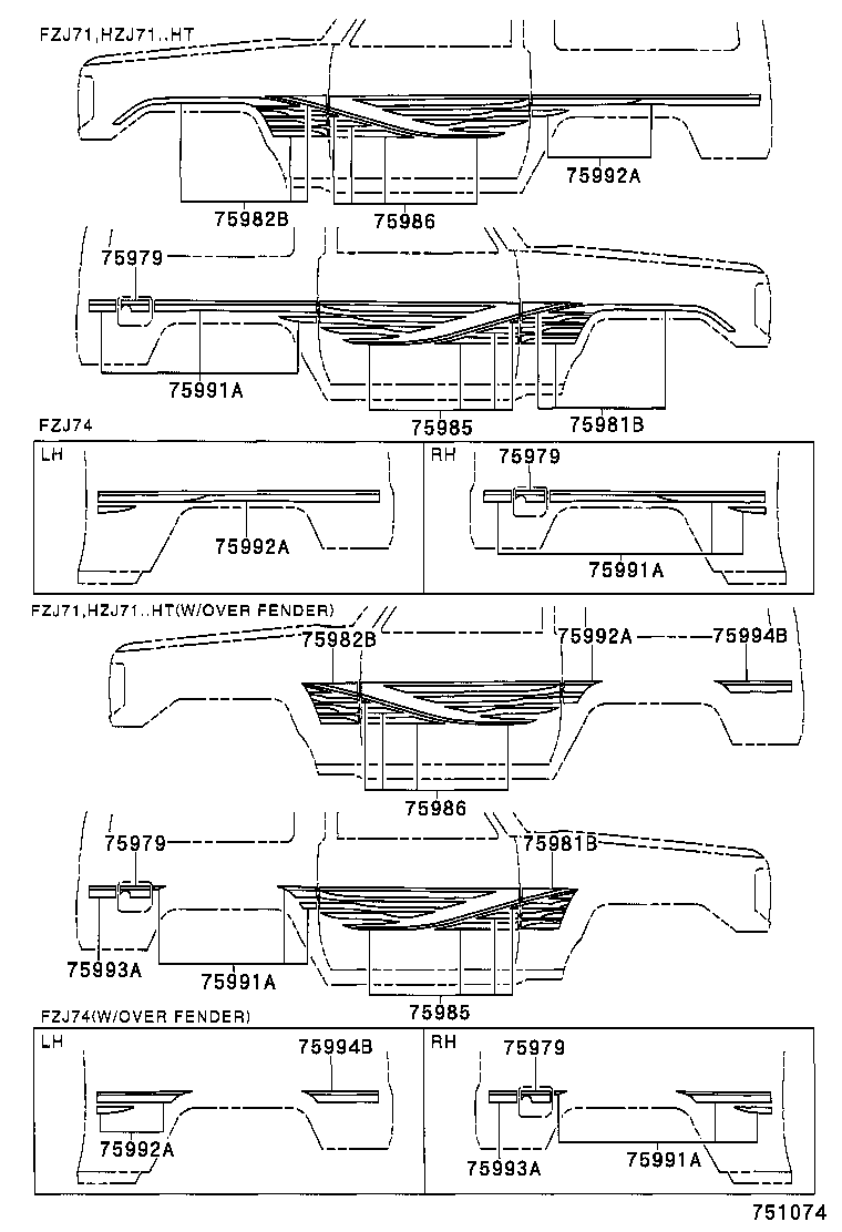 75974-60060 STRIPE, SIDE, LH NO.2(FOR LOWER) product image