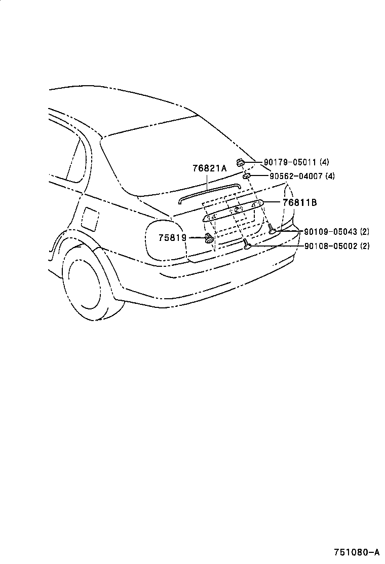 Toyota 76811-52110 GARNISH, LUGGAGE COMPARTMENT DOOR, OUTSIDE