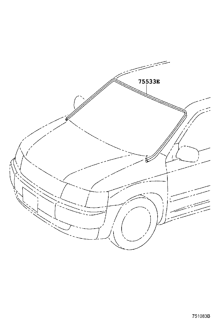 75533-52070 MOULDING, WINDSHIELD, OUTSIDE product image