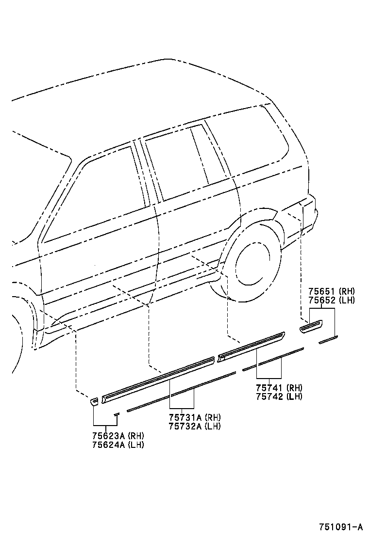 75552-38020 MOULDING, ROOF DRIP SIDE FINISH, LH product image