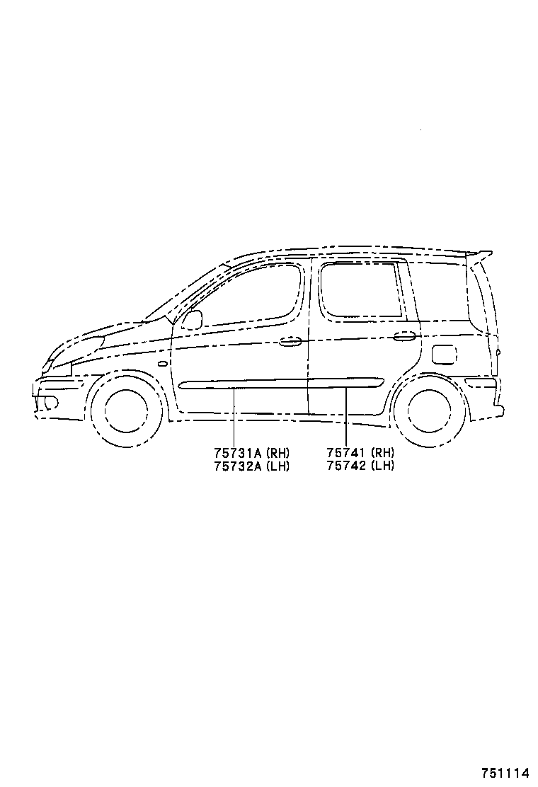 75746-52020-C2 MOULDING, REAR DOOR OUTSIDE, LOWER LH product image
