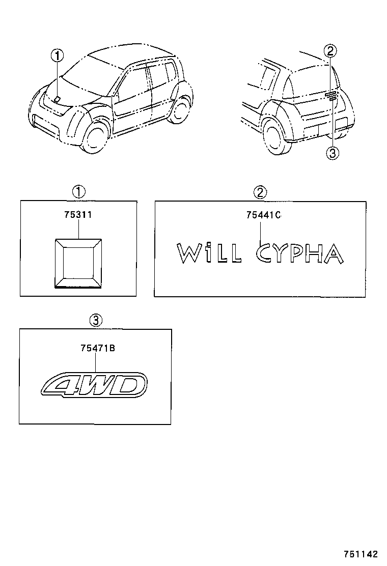 75441-52060 PLATE, BACK DOOR NAME product image