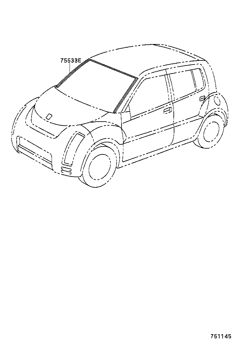 75533-52090 MOULDING, WINDSHIELD, OUTSIDE product image