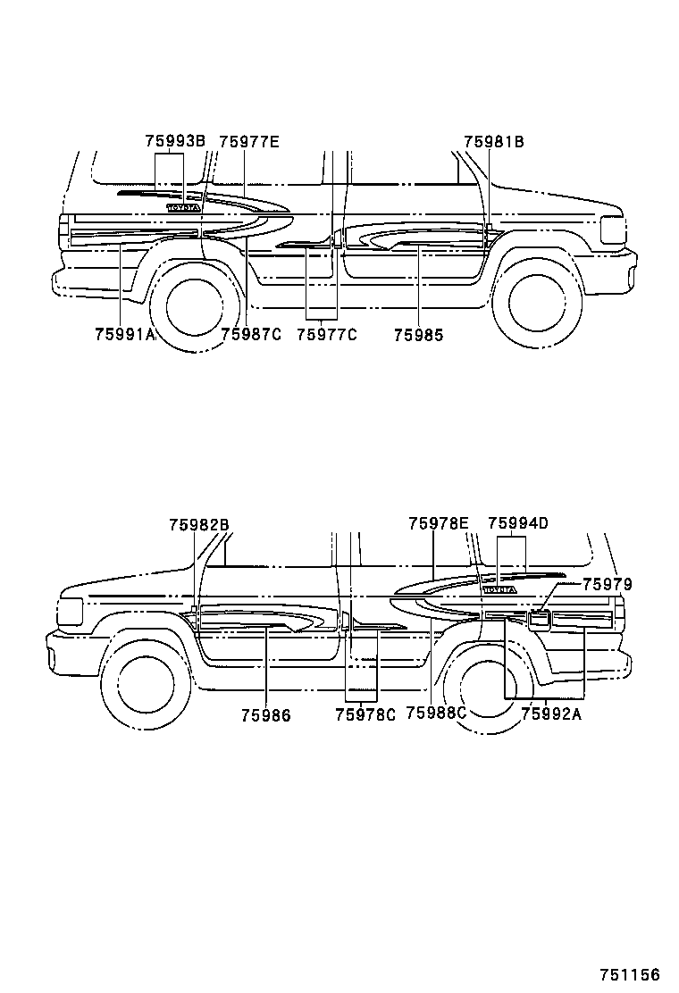 75977-0B010 STRIPE, REAR DOOR OUTSIDE, LOWER RH product image